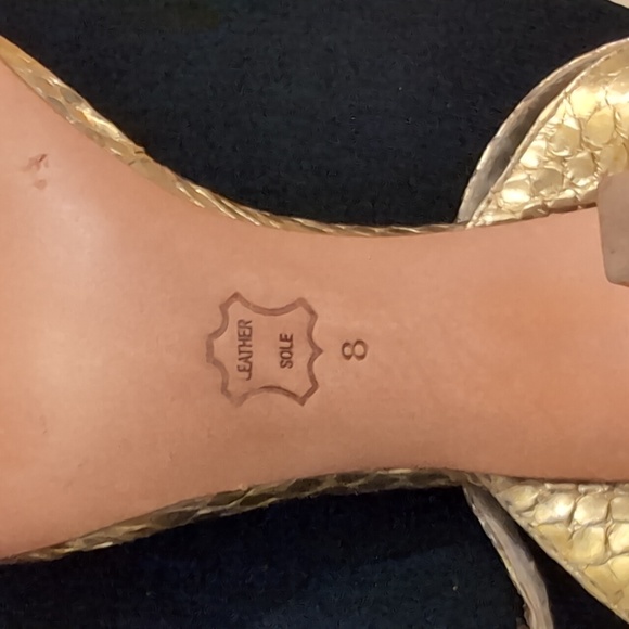 Authentic GOLD leather Python ALEXANDRE BIRMAN Size 8 shoes. 4" heel - Picture 5 of 10